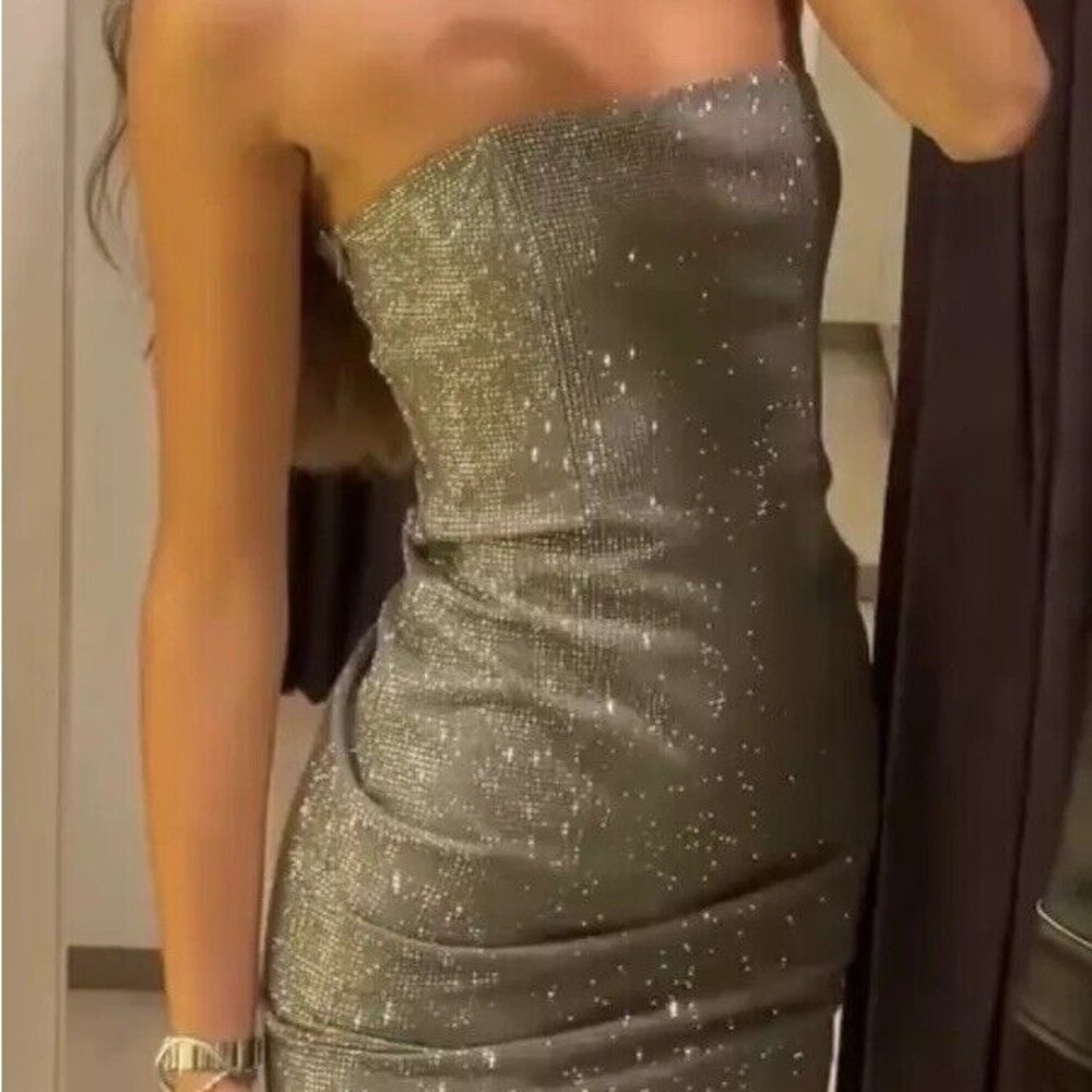 Zara RHINESTONE STRAPLESS DRESS - Picture 7 of 7
